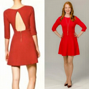 𝅺zara red  sheath open back mini dress size Small